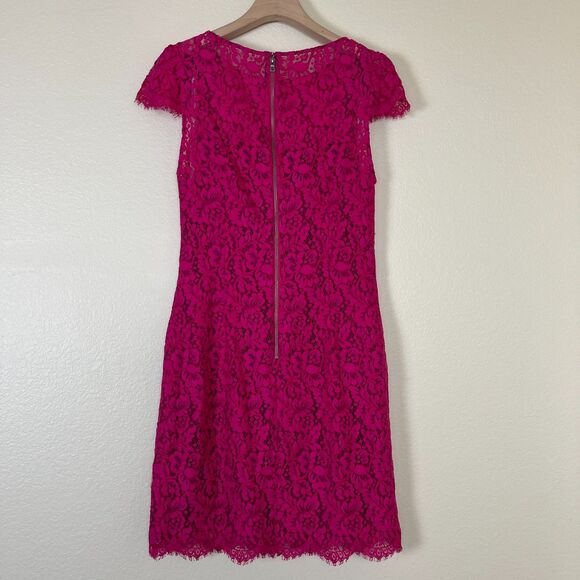 Alice + Olivia Women Size 8 Pink Lace Floral Sheath Mini Dress Cocktail Formal - Picture 17 of 17